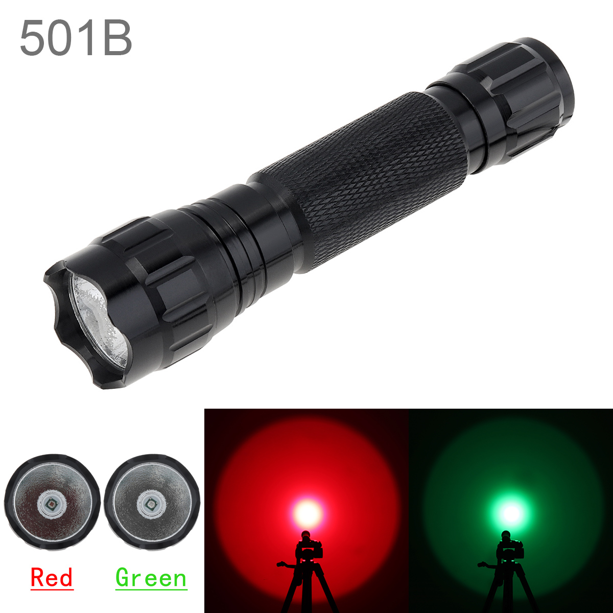 Hunting Thermal Imaging Scope - 防水戦術懐中電灯,赤い緑の戦術的な照準器,1000lm,ズーム,18650バッテリー,狩猟,屋外,軍事使用